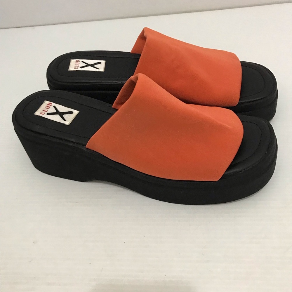 New Club X Orange Platform Slide Sandals for Women Size 11M